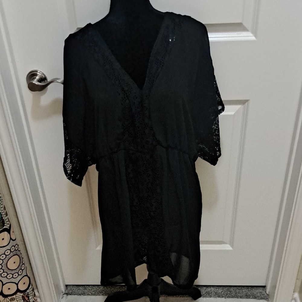 Xhilaration Black Sheer Swimsuit Cover Up, XL